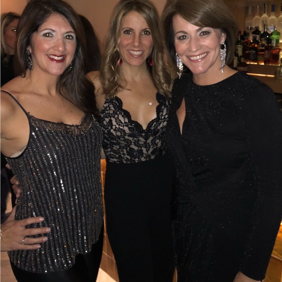 Dress the Population black shimmer l/s dress with cutout & gathered waist medium - Picture 2 of 6